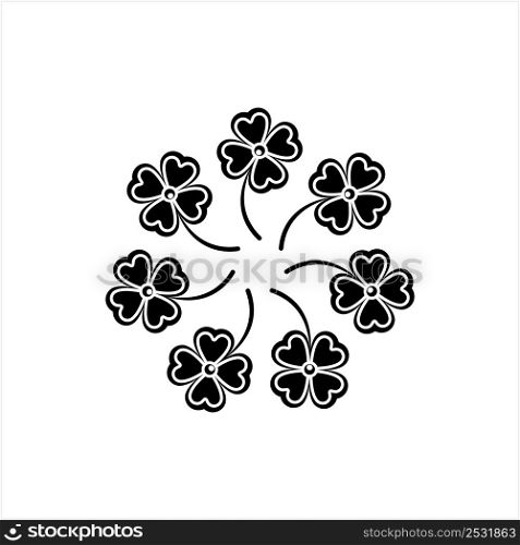 Four Leaf Clover Icon, Lucky Leaf Vector Art Illustration