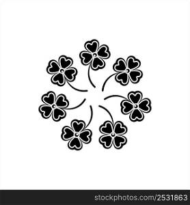 Four Leaf Clover Icon, Lucky Leaf Vector Art Illustration