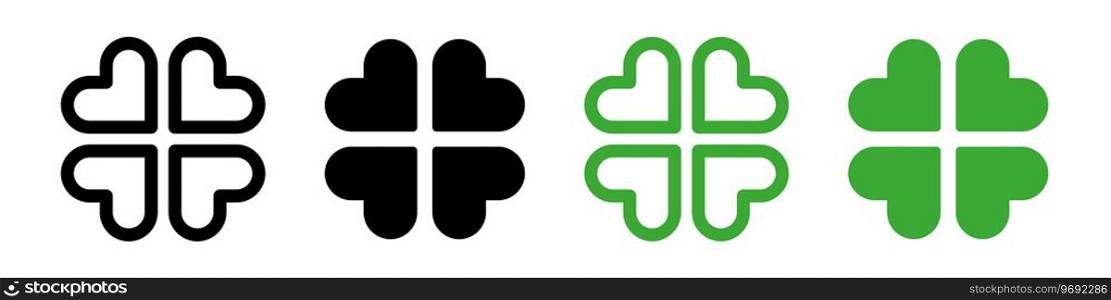 Four leaf clover icons. Clover leave icons. clover leaf vector icons. Clover silhouettes. Vector EPS 10