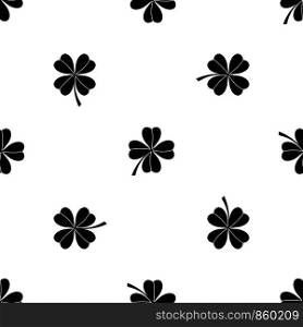 Four leaf clover pattern repeat seamless in black color for any design. Vector geometric illustration. Four leaf clover pattern seamless black