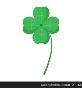 Four leaf clover semi flat color vector element. Full sized object on white. Symbol of Ireland. Brings good luck. Superstition simple cartoon style illustration for web graphic design and animation. Four leaf clover semi flat color vector element