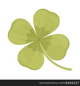 Four leaf clover semi flat color vector object. Full sized item on white. Good luck and fortune symbol. Superstition simple cartoon style illustration for web graphic design and animation. Four leaf clover semi flat color vector object