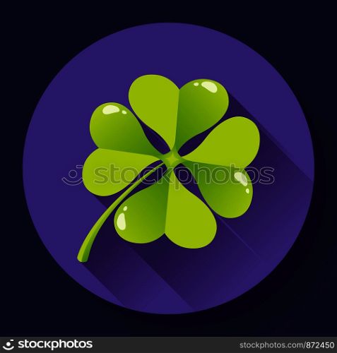 Four-leaf quatrefoil clover icon. Flat design style.. Four-leaf quatrefoil clover icon. Flat design style