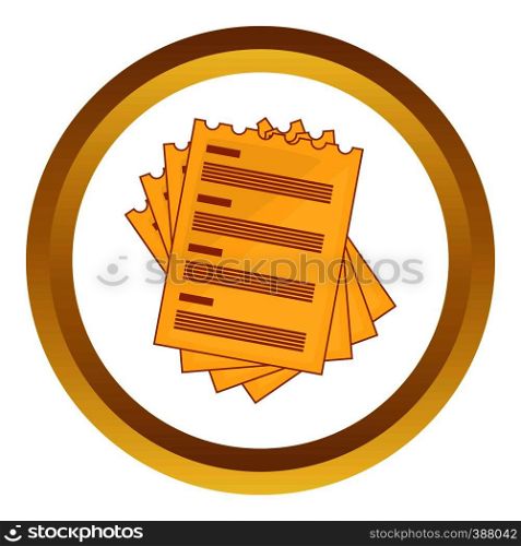 Four list vector icon in golden circle, cartoon style isolated on white background. Four list vector icon