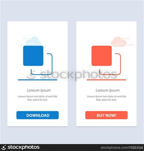 Four, Media, Quadruple, Stack Blue and Red Download and Buy Now web Widget Card Template