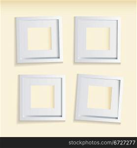 Four modern clean picture frames with beige background