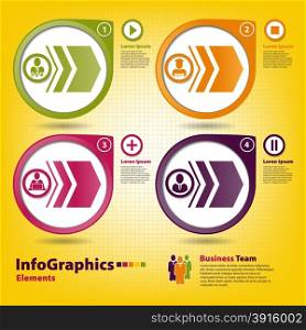 Four multi-colored design elements for infographics
