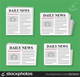 Four newspapers, daily news, flat style, vector eps10 illustration. Newspapers