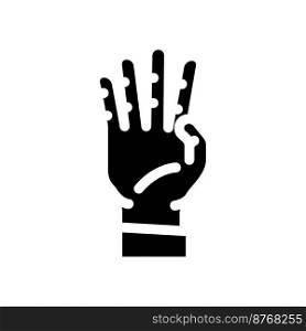 four number hand gesture glyph icon vector. four number hand gesture sign. isolated symbol illustration. four number hand gesture glyph icon vector illustration