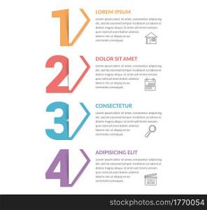 Four numbers with arrows and place for your text, four steps - infographic template, vector eps10 illustration. Four Steps - Infographic Template