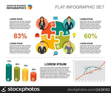 Four options bar and line charts template for presentation. Business data visualization. Company, teamwork, planning or marketing creative concept for infographic, report, project layout.