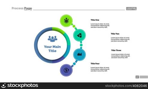 Four options business approach process chart template. Business data visualization. Company, model, idea, training, teamwork or marketing creative concept for infographic, report, project layout.