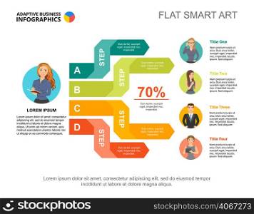 Four options progress percentage chart template for presentation. Business data. Abstract elements of diagram, graphic. Report, result, teamwork or marketing creative concept for infographic, project.