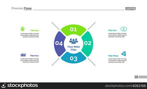 Four options strategy process chart template. Business data. Elements of diagram, graphic. Solution, review, research, management or production creative concept for infographic, project.