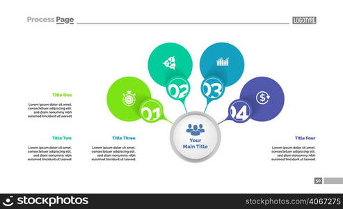 Four options strategy process chart template. Business data. Elements of diagram, graphic. Solution, project, research, management or marketing creative concept for infographic, project.