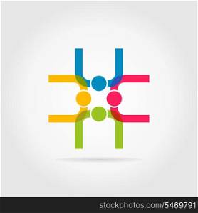 Four persons the top view. A vector illustration