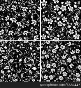 Four seamless flower patterns