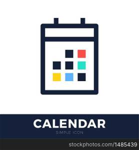 Four Seasons Calendar flat vector icon. Calendar line vector icon on white background with colorful square or days grid. Flat line vector illustration.