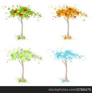 Four seasons tree - spring, summer, autumn and winter.