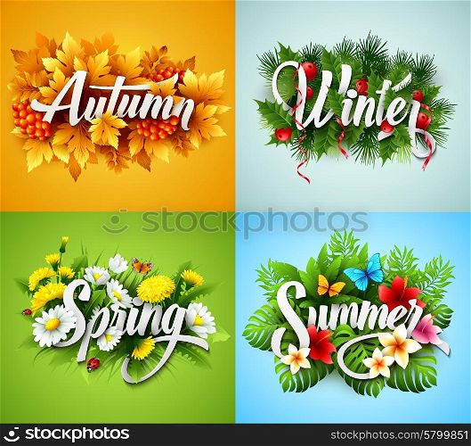 Four Seasons Typographic Banner. Vector illustration. Four Seasons Typographic Banner. Vector illustration EPS 10