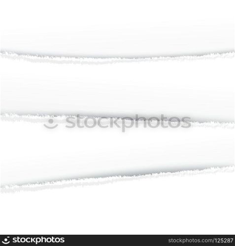 Four sheets of paper with torn edges. Layered vector template. Multi-layered torn white paper.