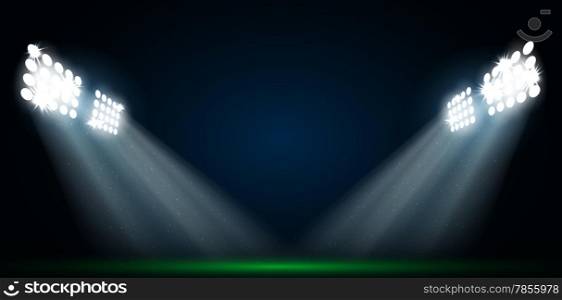 Four spotlights on a football field vector
