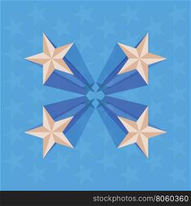 four stars in perspective abstract blue vector background