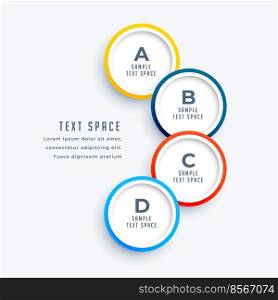 four steps infographic timeline in circle design and text space 