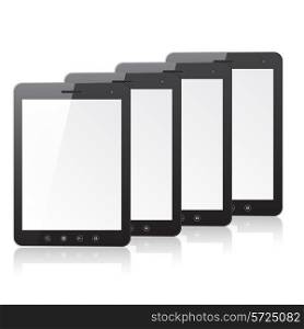 Four tablet PC computer with blank screen isolated on white background. Vector illustration.