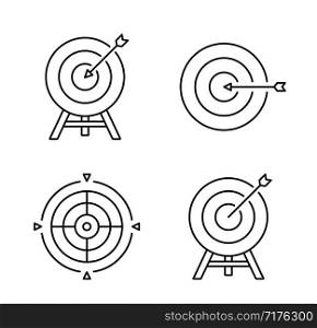 Four target line icons, vector eps10 illustration. Target Line Icons