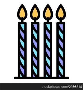 Four thin candles icon. Outline four thin candles vector icon color flat isolated. Four thin candles icon color outline vector