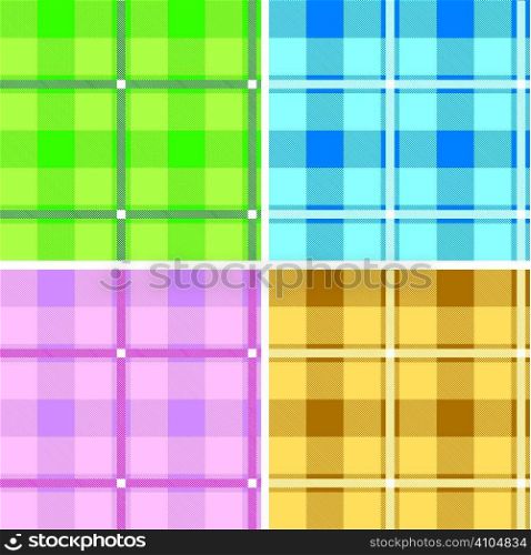 Four variations of different coloured tartan that tile seamlessly