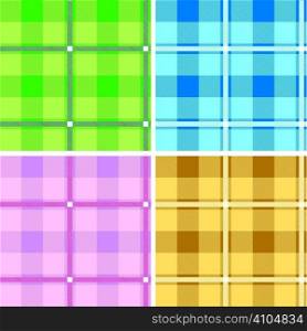 Four variations of different coloured tartan that tile seamlessly