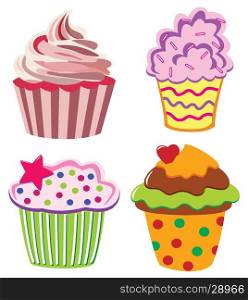 four vector cupcakes