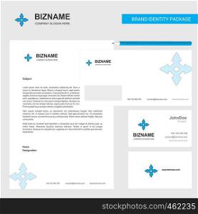 Four way arrow Business Letterhead, Envelope and visiting Card Design vector template