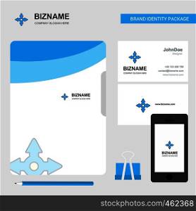 Four way arrow Business Logo, File Cover Visiting Card and Mobile App Design. Vector Illustration