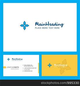 Four way arrow Logo design with Tagline & Front and Back Busienss Card Template. Vector Creative Design