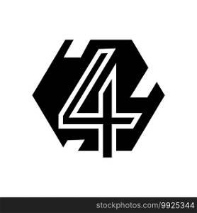 fourth number glyph icon vector. fourth number sign. isolated contour symbol black illustration. fourth number glyph icon vector illustration