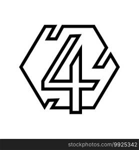fourth number line icon vector. fourth number sign. isolated contour symbol black illustration. fourth number line icon vector illustration