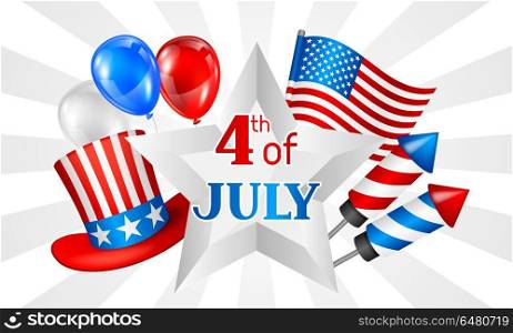Fourth of July Independence Day banner. American patriotic illustration. Fourth of July Independence Day banner. American patriotic illustration.