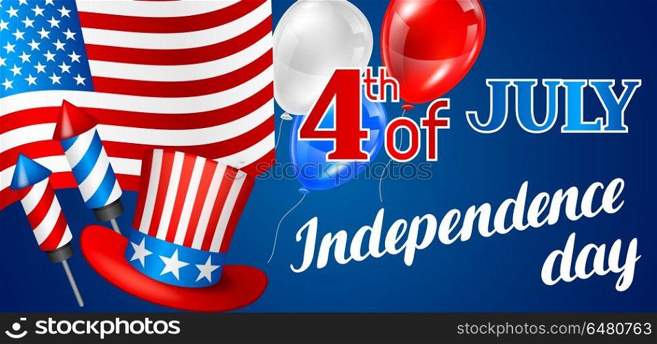 Fourth of July Independence Day banner. American patriotic illustration. Fourth of July Independence Day banner. American patriotic illustration.