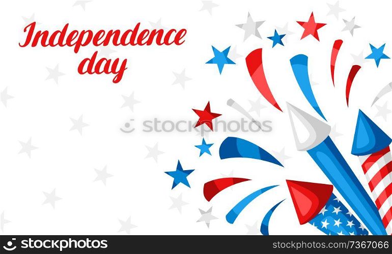 Fourth of July Independence Day greeting card. American patriotic illustration.. Fourth of July Independence Day greeting card.