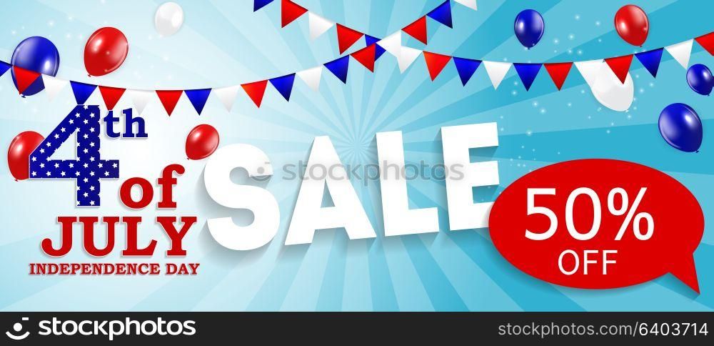 Fourth of July, Independence day of the United States Sale Banner. Happy Birthday America. Vector Illustration EPS10. Fourth of July, Independence day of the United States Sale Banne