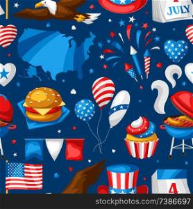 Fourth of July Independence Day seamless pattern. American patriotic illustration.. Fourth of July Independence Day seamless pattern.