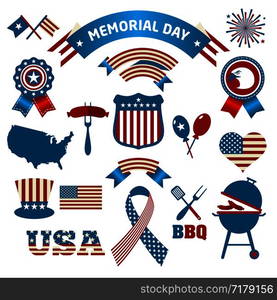 Fourth of July Party and memorial day. Fourth of July Party and memorial day icons.