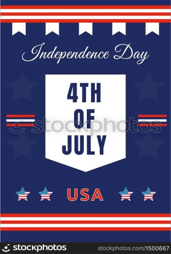 Fourth of July poster flat vector template. American Independence Day. US freedom and liberty. Brochure, booklet one page concept design. United States national holiday event flyer, leaflet. Fourth of July poster flat vector template