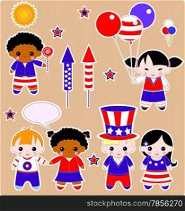 Fourth of July Set of children images. All images are separated