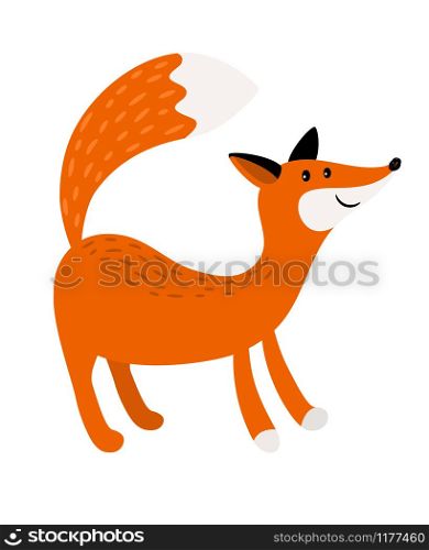 Fox cartoon forest animal icon on white background, vector illustration. Fox cartoon forest animal icon