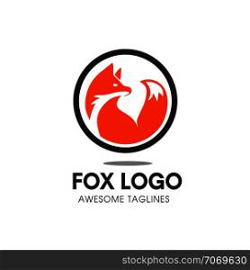 Fox circle Vector Symbol, fox Sign or Logo Template. creative fox Animal Face Modern Simple Design Concept. Isolated.