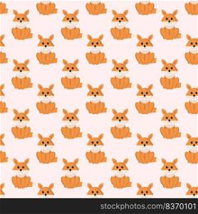Fox cub pattern on pink background. Vector image for use in children’s clothing textiles. Fox cub pattern on pink background